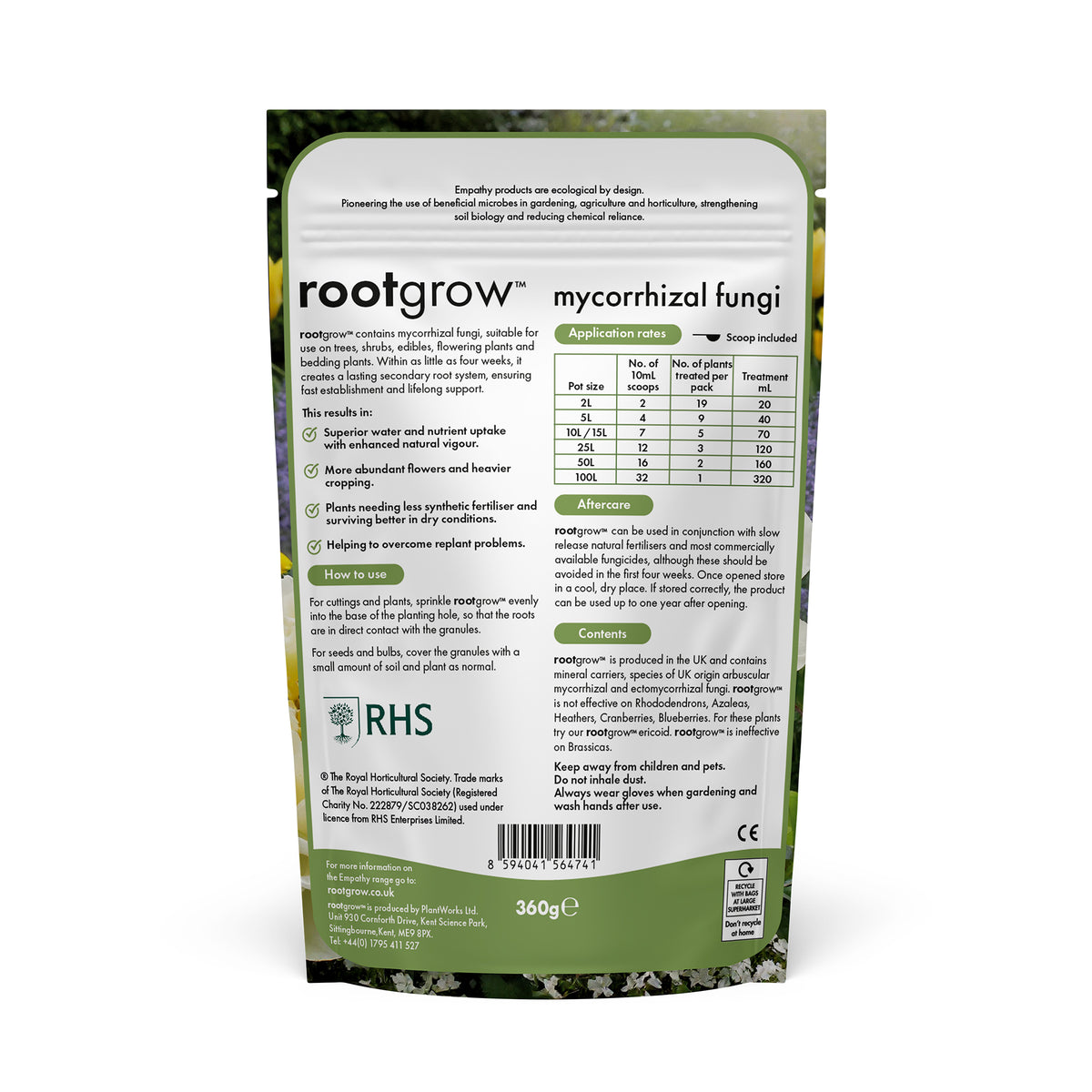 Rootgrow mycorrhizal fungi 360g packet back